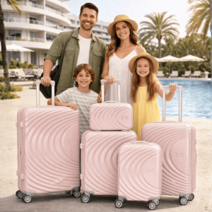 Висок клас авио спинъри ТR ROSE ABS- 5 броя, разширяващи се, четири въртящи колелца,заключване с цифров шифър, всички екстри, куфари